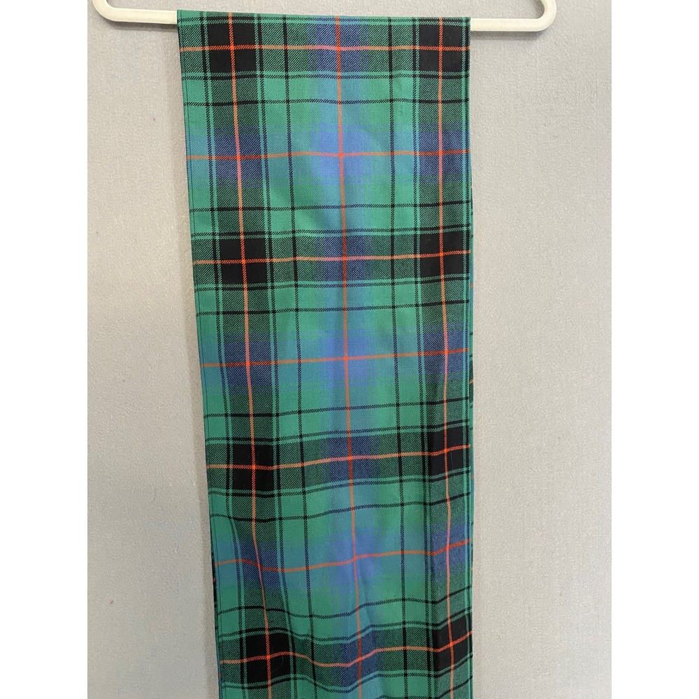 Lochcarron Scotland Scarf Green Blue Orange Tartan Plaid 100% Pure Wool Fringe